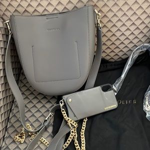 Bandolier Crossbody Leather Bag multi-way with cellphone case and chain/straps